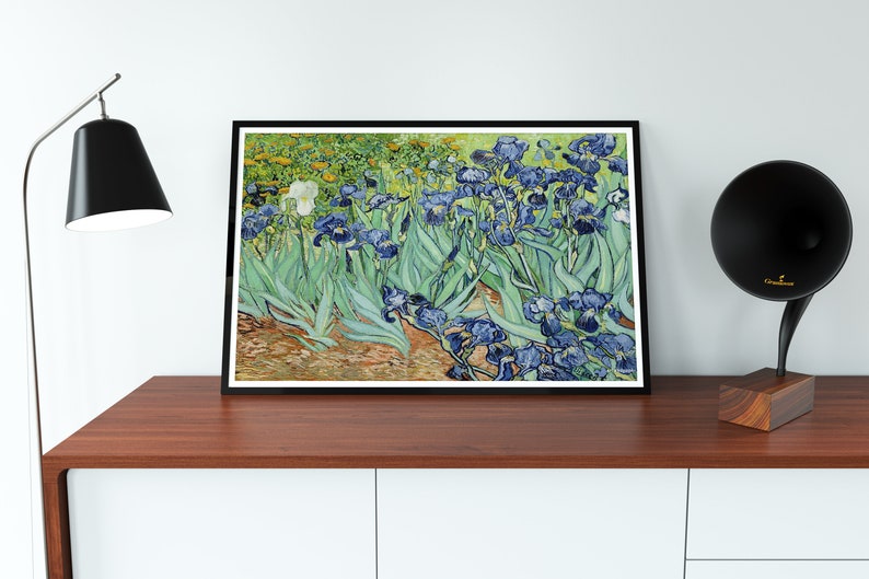 Vincent Van Gogh Póster autoadhesivo de lirios Pintura de flores al óleo Póster de despegar y pegar Decoración de pared extraíble 16PN imagen 2