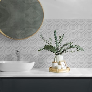 Wavy Patterns Tile Stickers, White Removable Tiles, Tile Stickers, Texture PVC Floor Tiles, Kitchen Tile Stickers