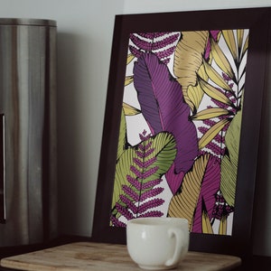 Vector Seamless Pattern With Tropical Branches And Leaves. Hand Drawing. Decorative Background -  Self-Adhesive Poster #52PP