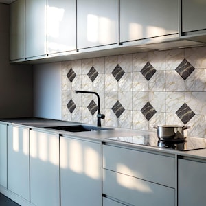Elegant Marble Pattern Tile Stickers, Black Removable Tiles, Tile Stickers, Texture PVC Floor Tiles, Kitchen Tile Stickers
