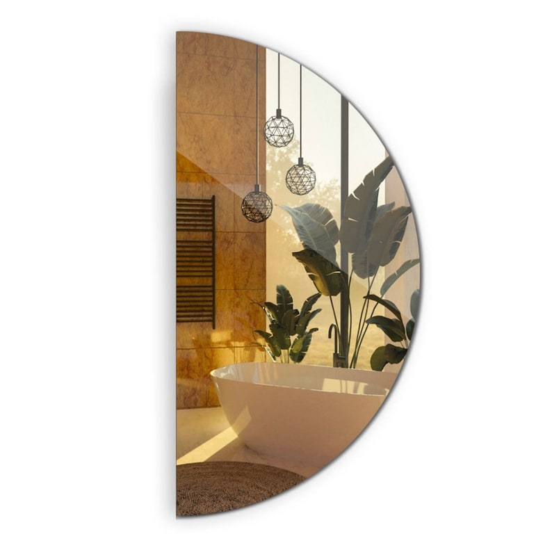 Semi-circle Mirror, Makeup Mirror, Half Mirror, Geometric Mirror, Bathroom Mirror, Aesthetic Mirror, Modern Mirror, Housewarming Gift image 4