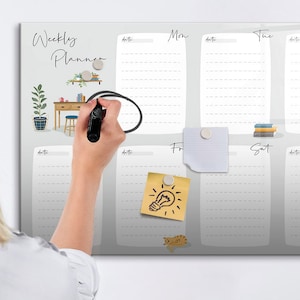 Pizarra magnética con planificador semanal acogedor, lista de tareas, tablero de ideas multicolor, organizador de listas de tareas, marcador + esponja