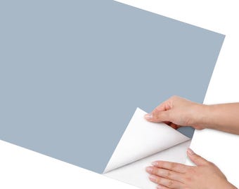 Pastel Blue Peel And Stick Foil, Blue Self-Adhesive Furniture Wrap, Minimalist Sticker, Solid Color Veneer