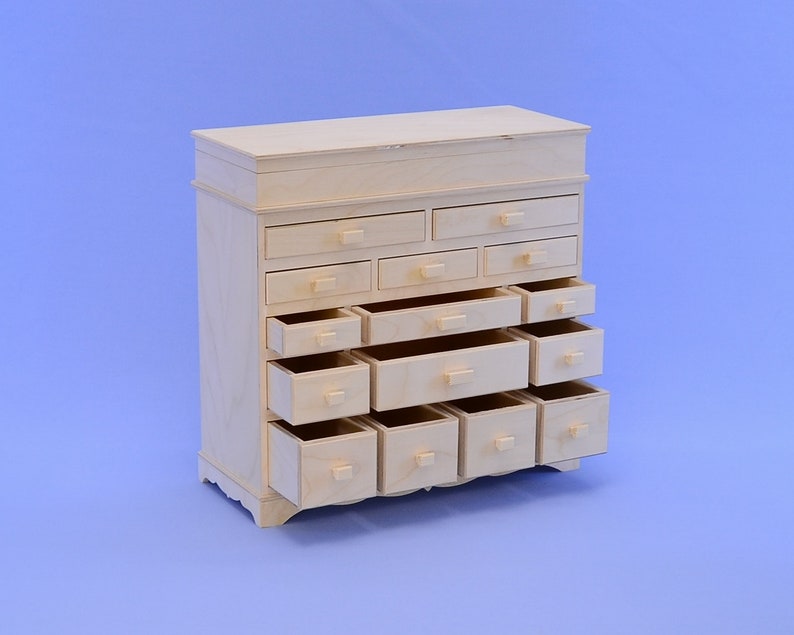 Blank for boxes,doll/'s dresser,doll furniture,wood for creativity decoupage Unfinished Wooden box jewelry box.# 62
