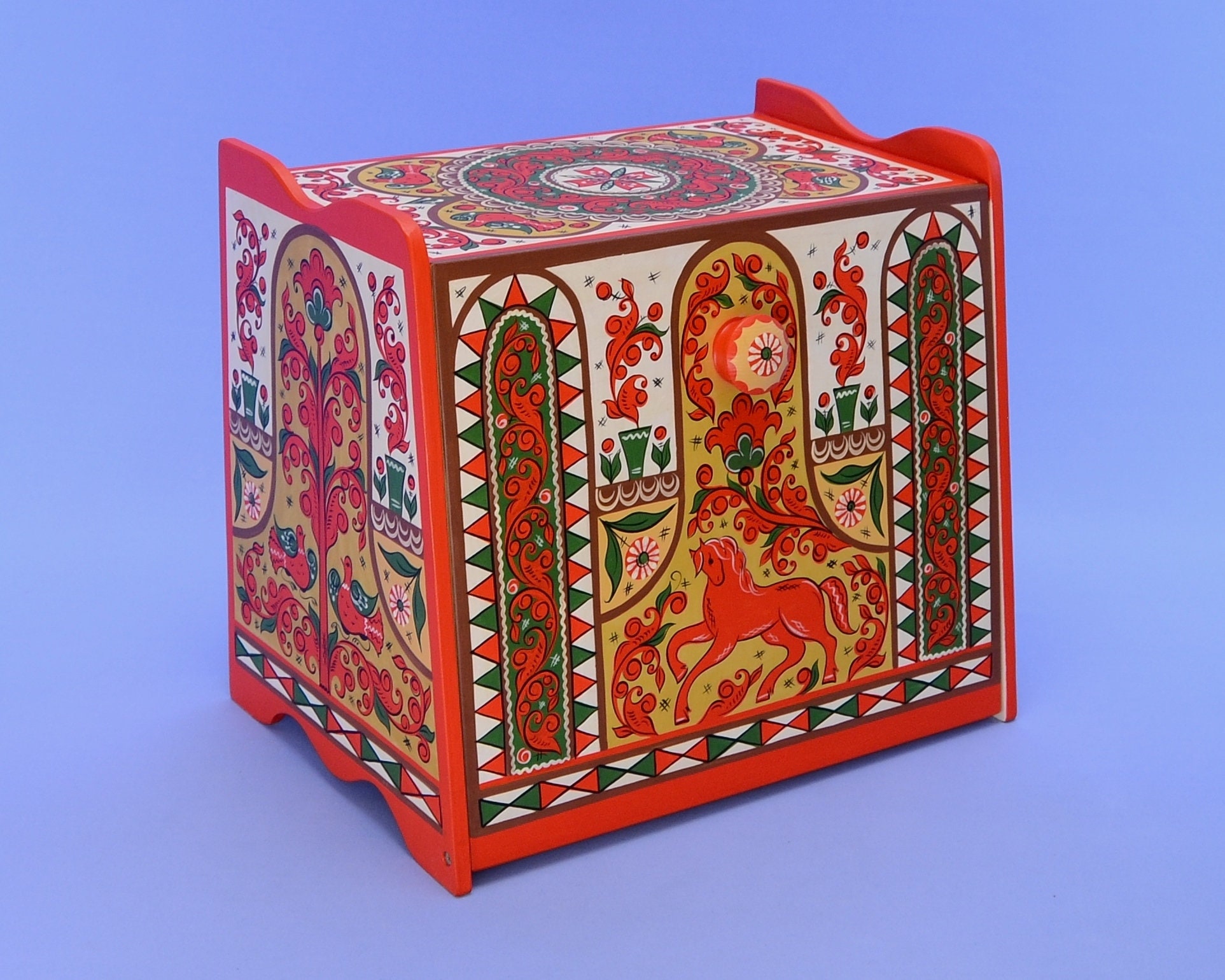 La caja de pan de madera con dos compartimentos está hecha y | Etsy