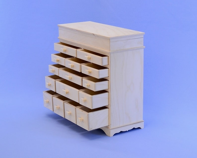 Blank for boxes,doll/'s dresser,doll furniture,wood for creativity decoupage Unfinished Wooden box jewelry box.# 62