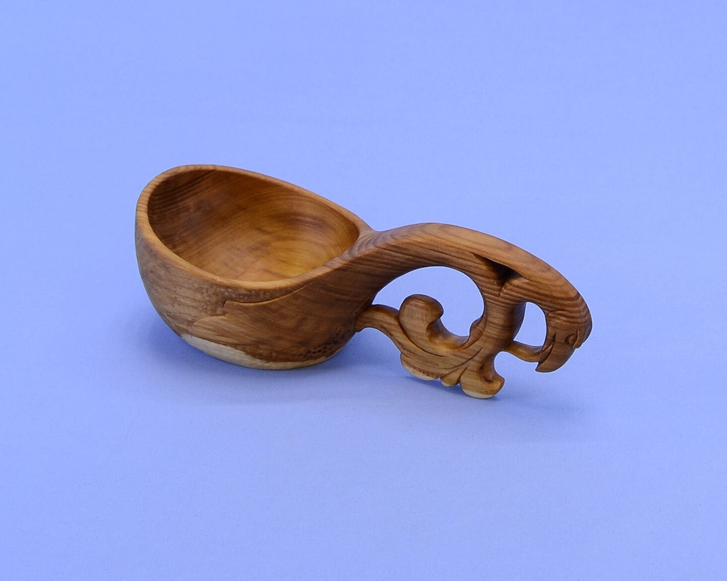 Handmade wooden bucket handle with a Griffin's head on Etsy