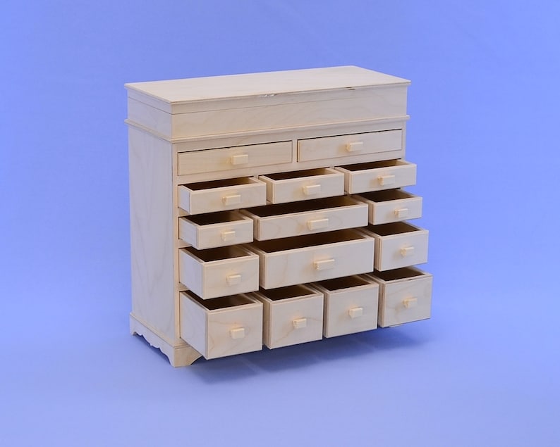 Blank for boxes,doll/'s dresser,doll furniture,wood for creativity decoupage Unfinished Wooden box jewelry box.# 62