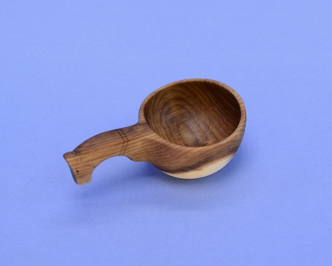 Unique handmade wooden salt shaker with carved handle. Etsy