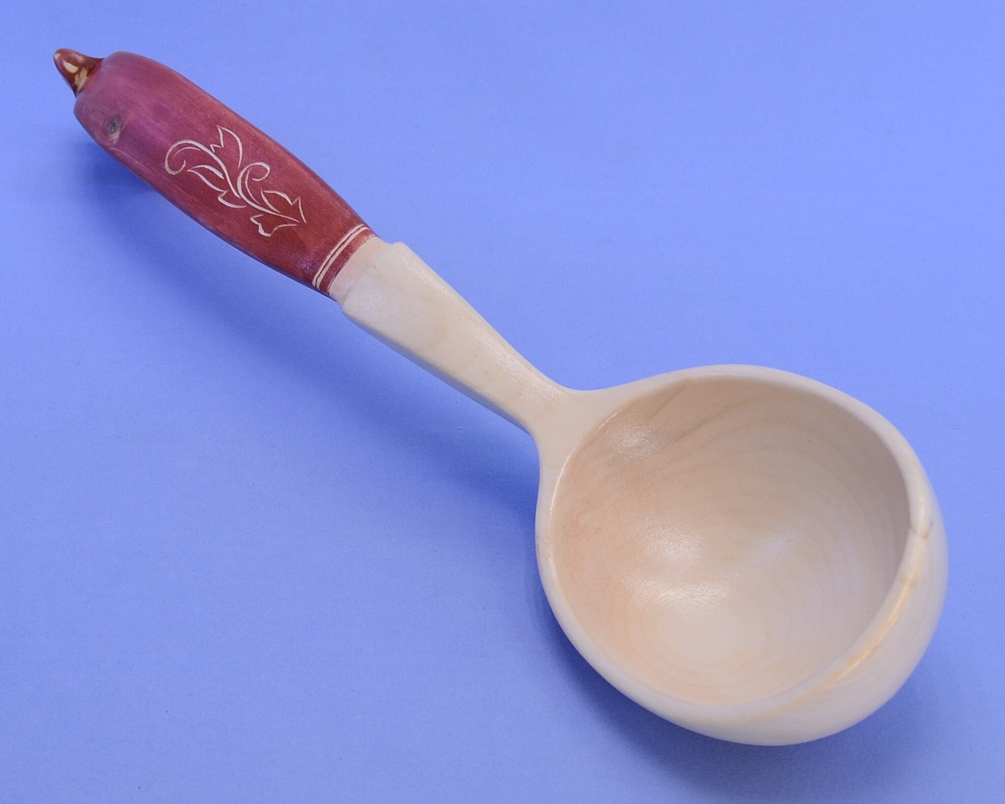 Large handmade wooden ladle. With a hanging handle. A unique Etsy