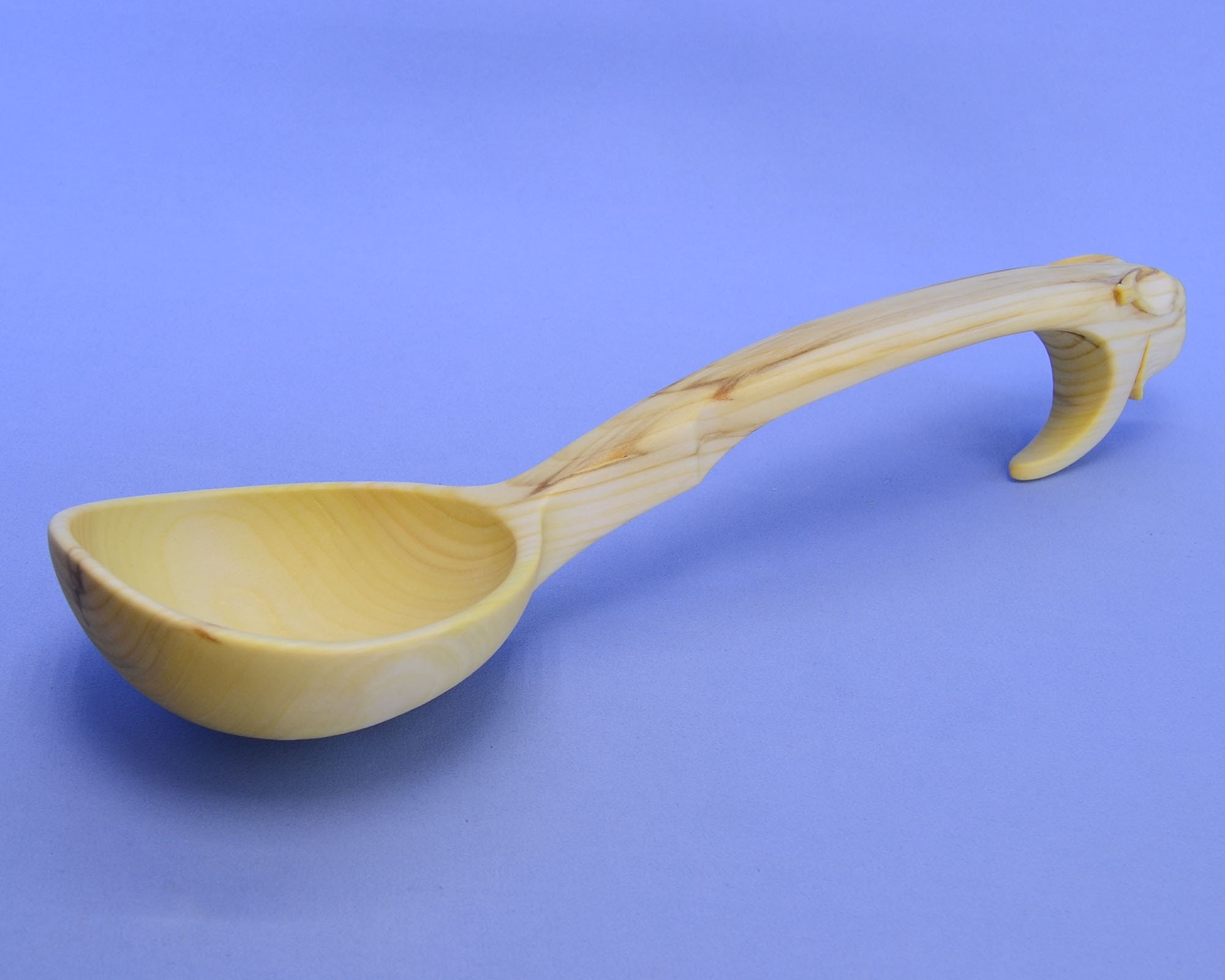 Large handmade wooden ladle. With a hanging handle. A unique Etsy