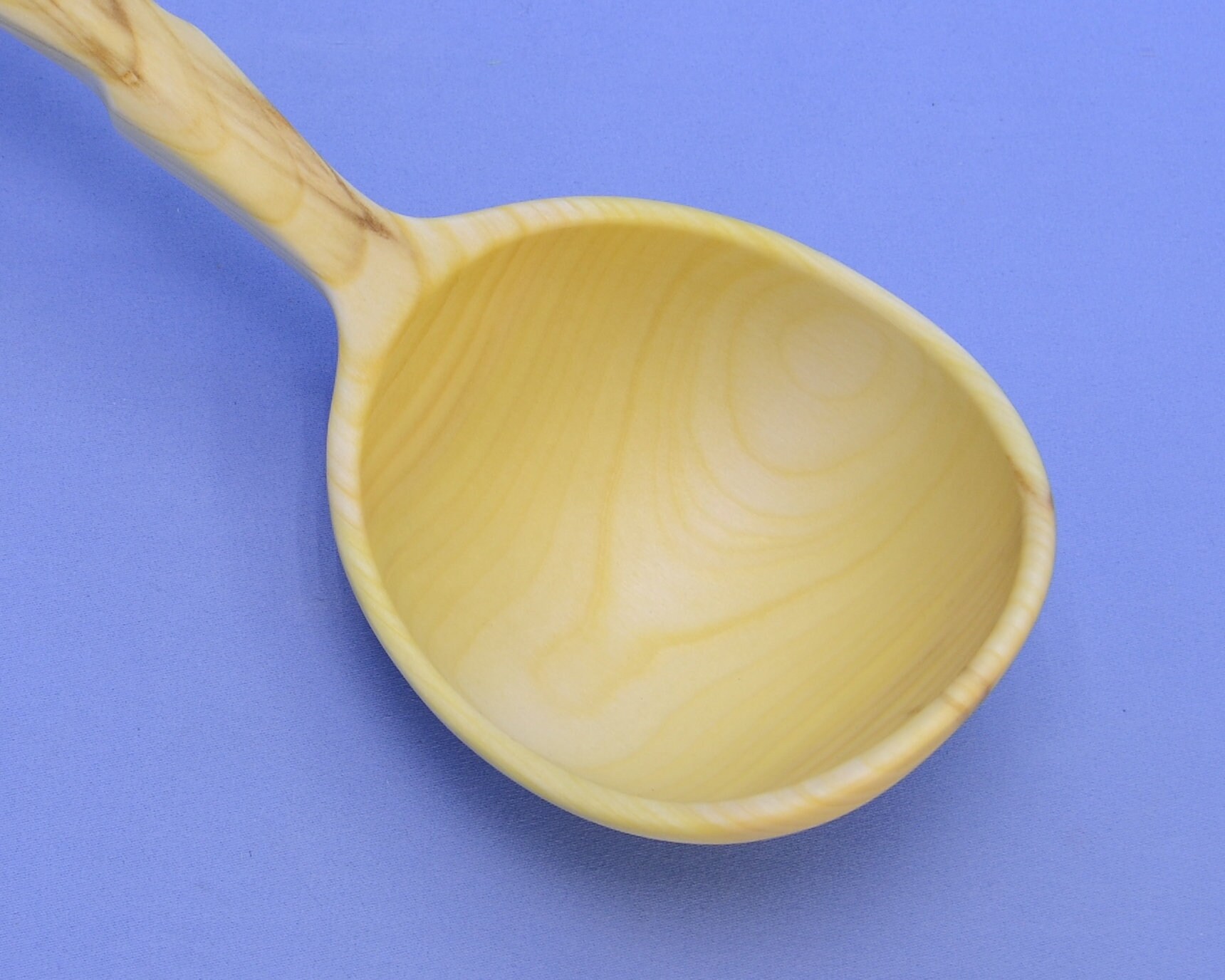 Large handmade wooden ladle. With a hanging handle. A unique Etsy