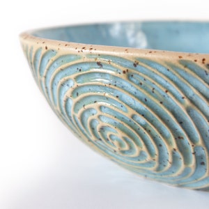 Hand-carved Ceramic Stoneware Speckled Bowl | Blue or White Handmade ...