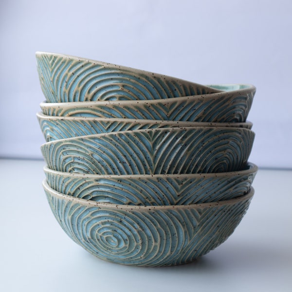 Handmade Blue Bowl Ceramic Stoneware Speckled Bowl - Handmade Kitchen Decorative Bowl For Dinner Table