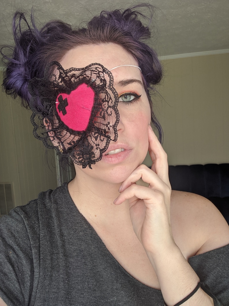 Custom Cross Nurse Heart Lace Eyepatch Eye Patch Kawaii Goth Etsy