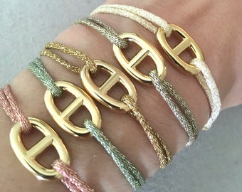 Gold or silver navy mesh bracelet, metallic cord •SUMMER FANTAISIE•