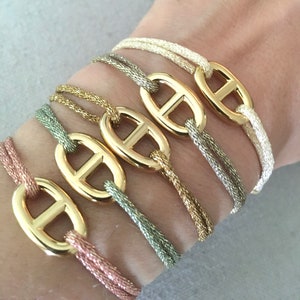 Gold or silver navy mesh bracelet, metallic cord •SUMMER FANTAISIE•