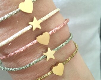 Bracelet étoile coeur cordon •SUMMER FANTAISIE•