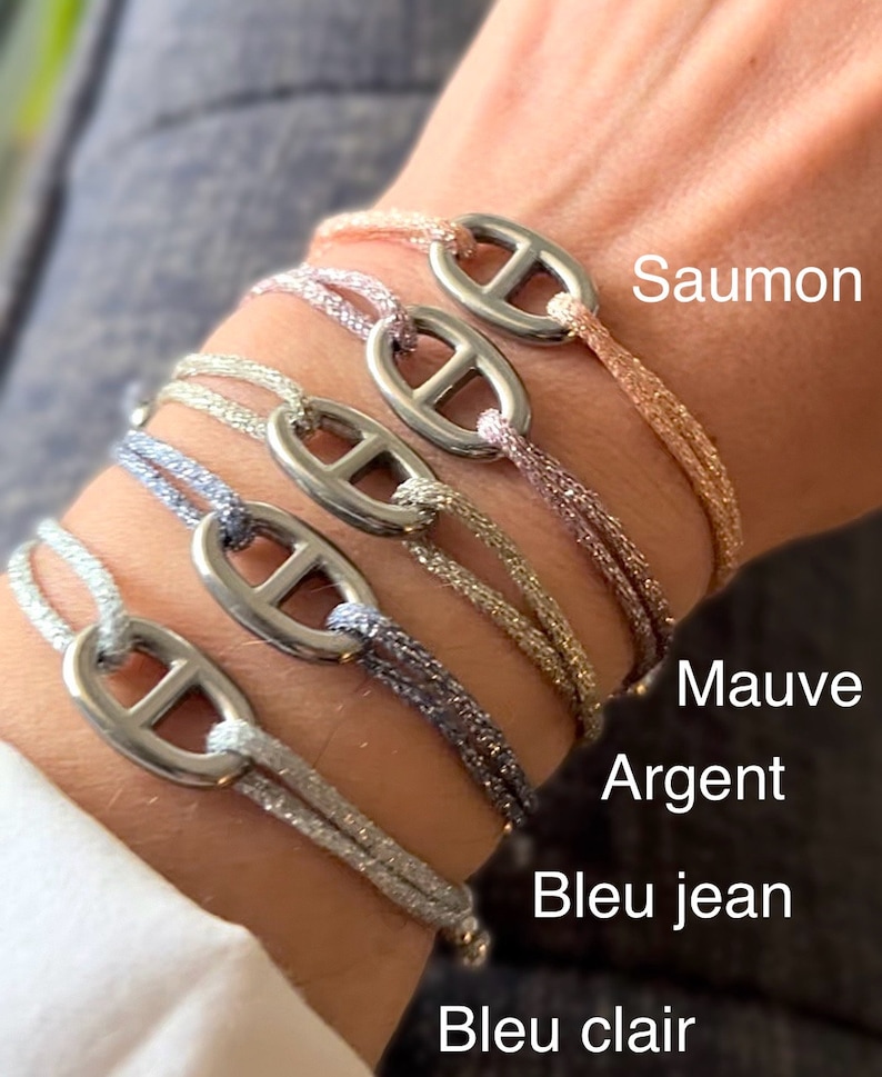 Bracelet maille marine doré ou argenté, cordon métallisé SUMMER FANTAISIE image 8