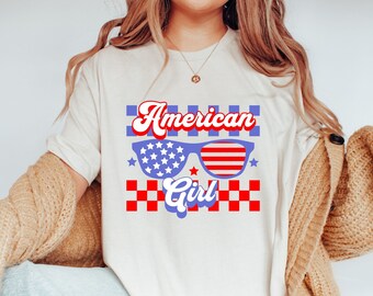 USA America Patriotic svg USA Freedom T Shirt SVG 4th of July Png Independence day American Girl Retro Svg land of the free T Shirt Design