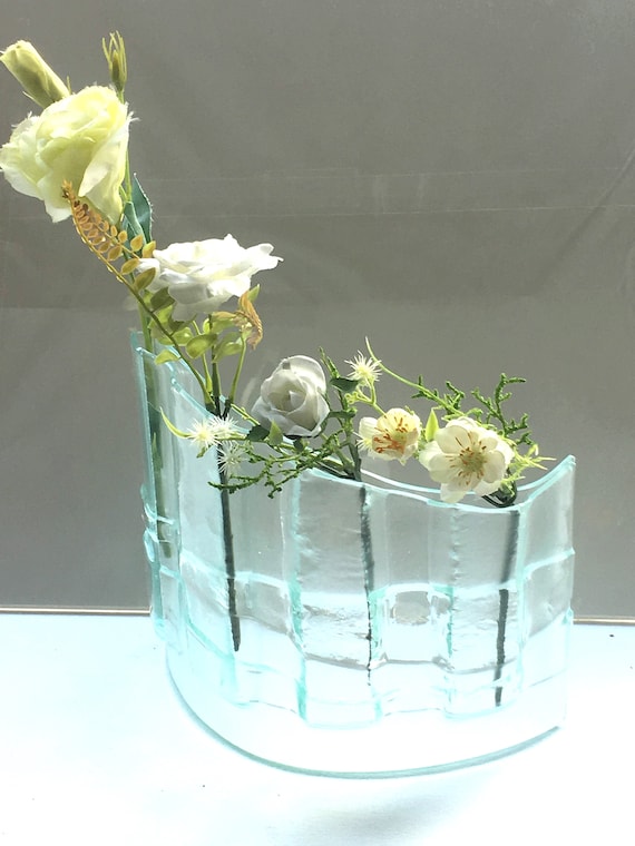 Handmade Flower Vase Very Unique Gift Fused Glass Rustic Etsy