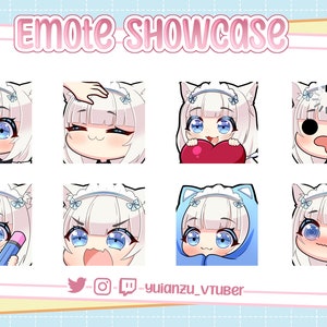 Nekopara Vanilla Twitch Emotes 8x Neko Girl Emotes for Twitch Streamer Drink Headpat Heart Loading Note Angry Comfy Blush Sub Emotes