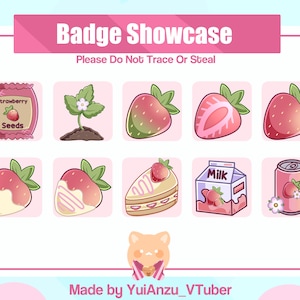 Strawberry Sub Badges | Twitch Graphic | bit badges | Kawaii Strawberry Badges | Fruit Badges | Chocolate Sub Badge | Cake Sub Badges |