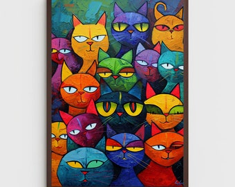 Vibrant Cat Mosaic Digital Download  | Digital Download | Instant Download