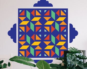 Large Spanish Tile Style Geometric Wall Decal Set