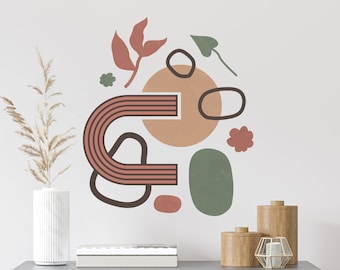 Boho Abstract Greenery Wall Decal Pattern