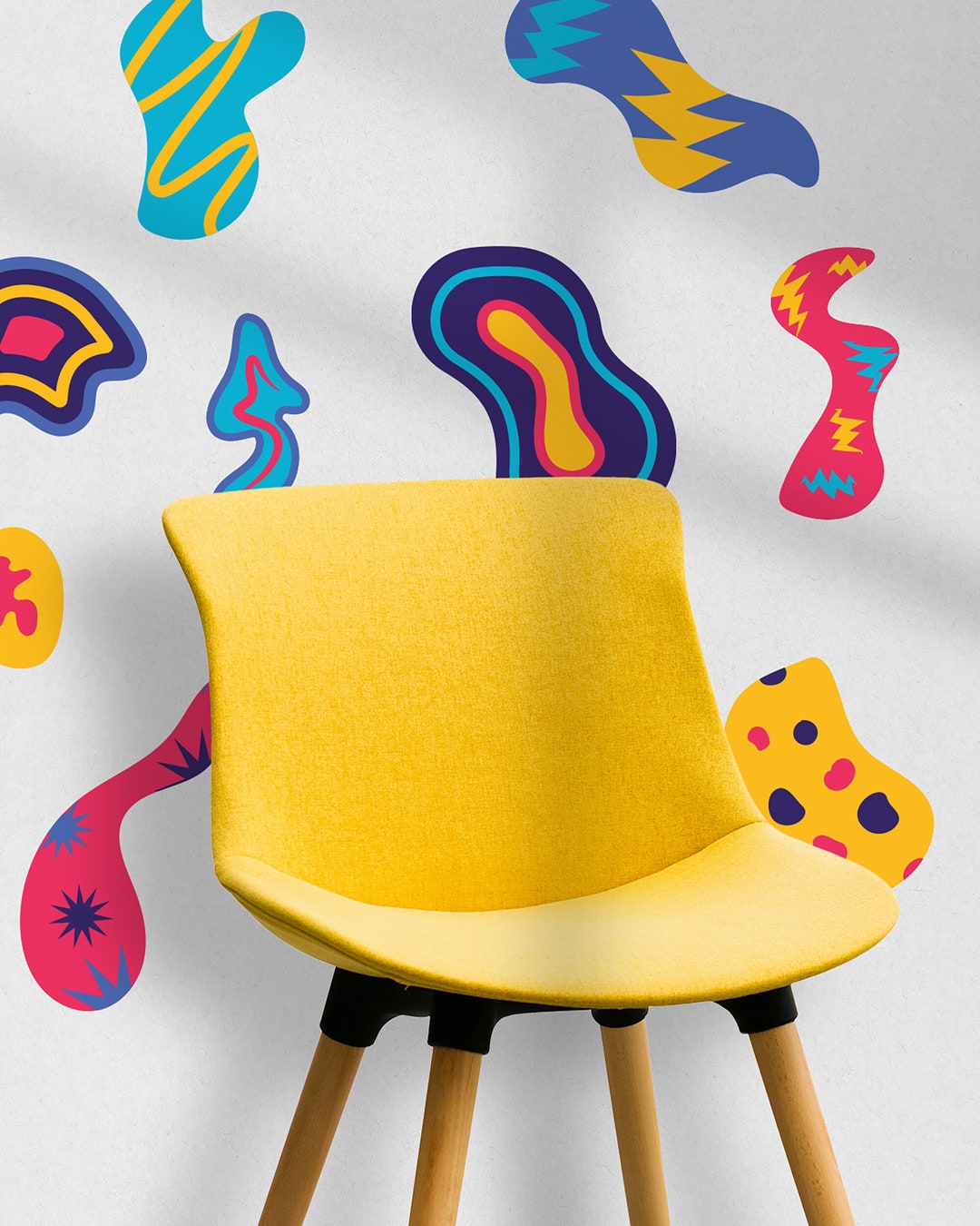 Funky Abstract Shapes Wall Decals Etsy