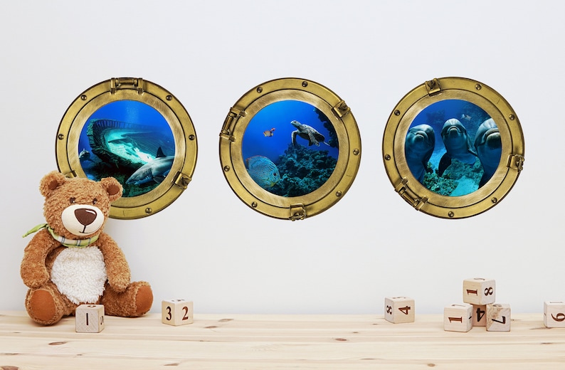 Submarine Window Ocean Scene Wall Decal Mural Shipwreck Etsy