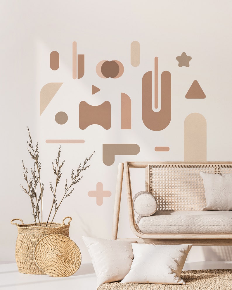 Abstract Shapes Wall Decal Pattern Neutral Tones