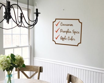 Fall Ingredients List Wall Decal