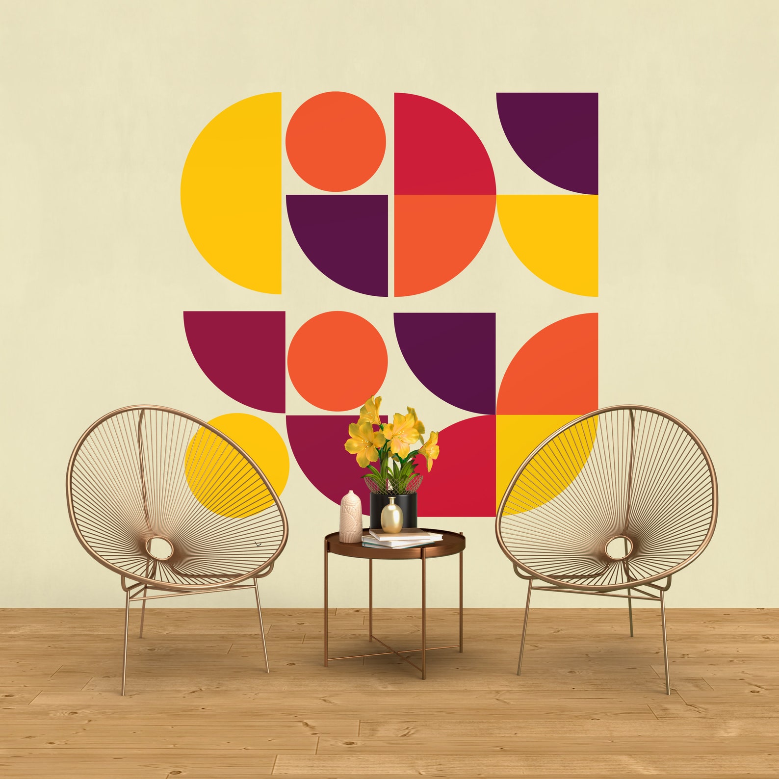 70's Vintage Abstract Shapes Wall Decal Pattern multiple Etsy