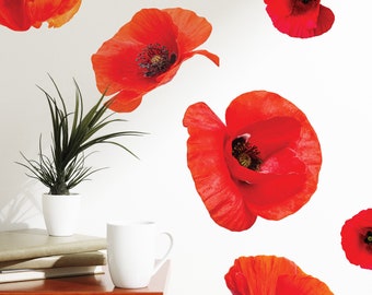Red/Orange Poppies Peel & Stick Wall Decals