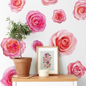 Realistische Rosa Rosen Wandtattoos - Große Blumen