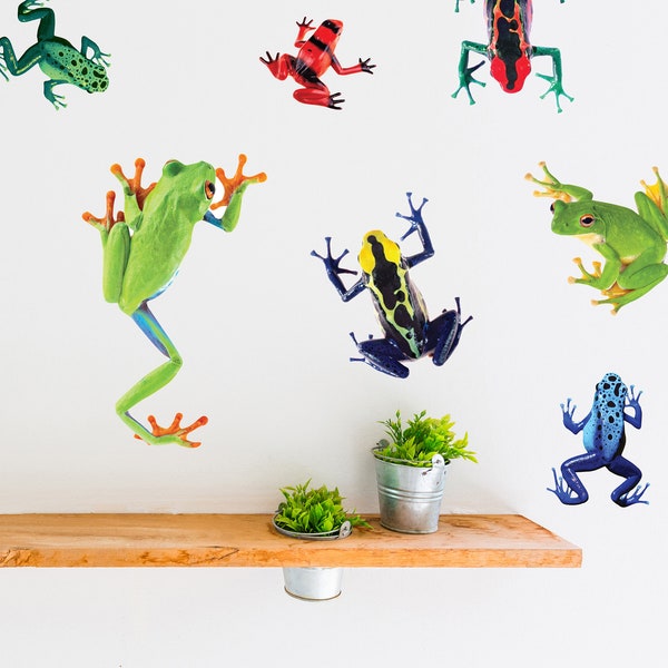 Realistic Watercolor Colorful Tree Frog Wall Decals