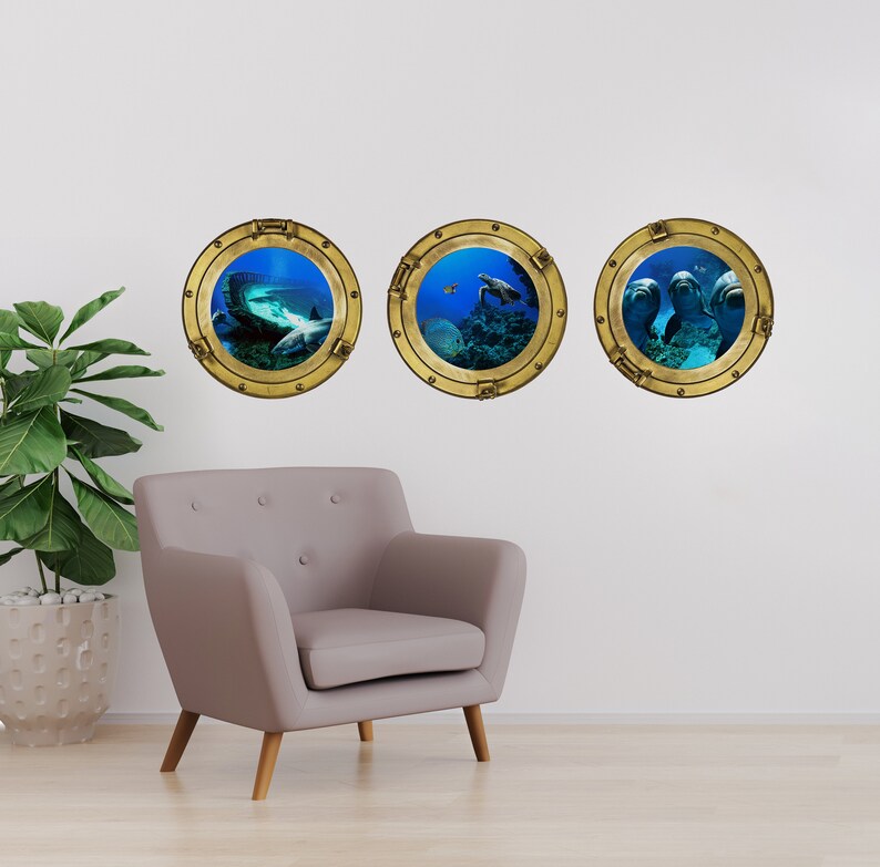 Submarine Window Ocean Scene Wall Decal Mural Shipwreck Etsy