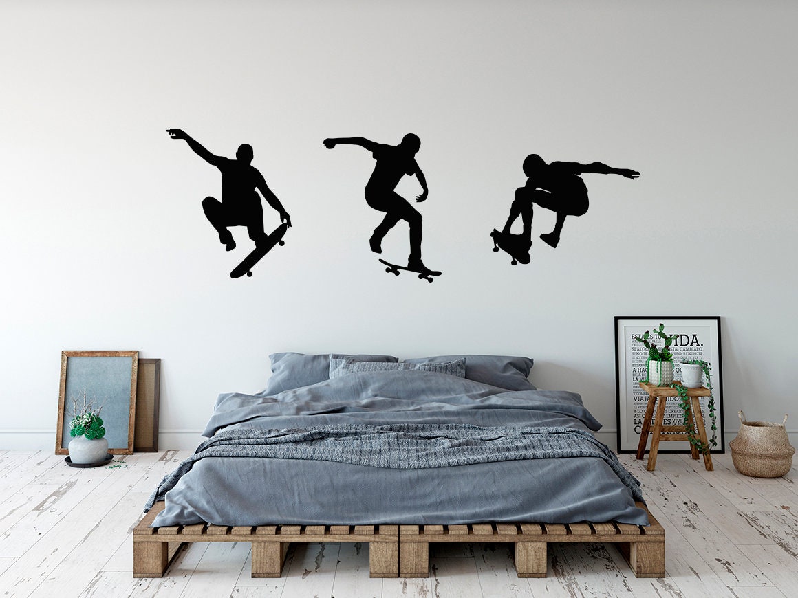 Personalised Skate Board Wall Sticker for Teenage Bedroom Easy Transfer