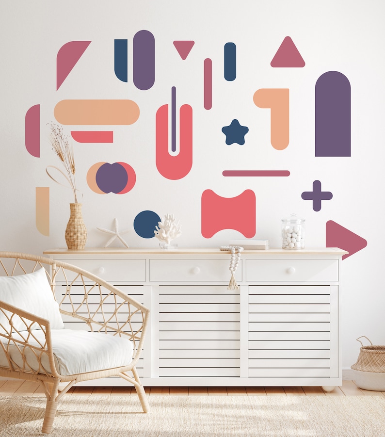 Abstract Shapes Wall Decal Pattern Etsy