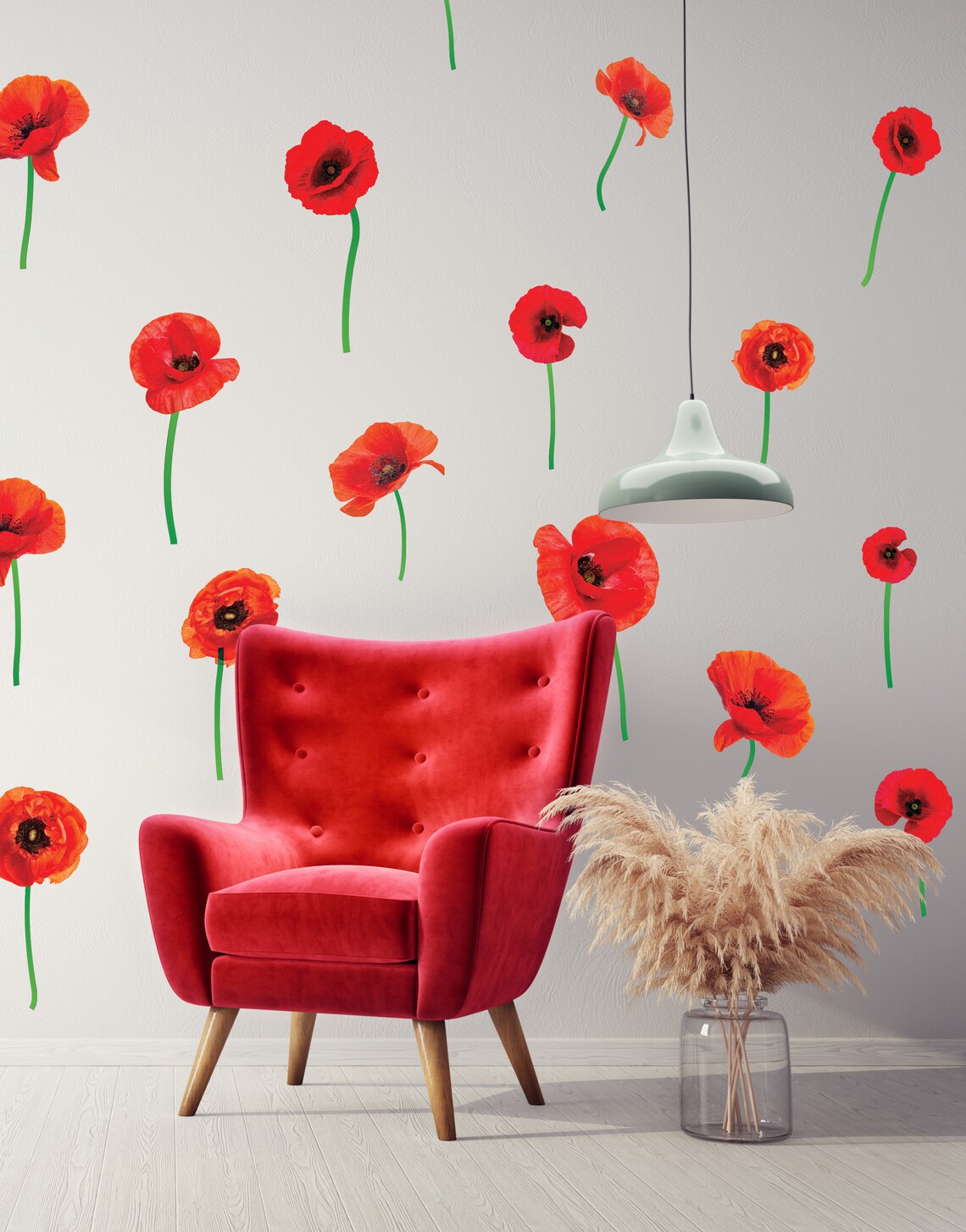 Red/orange Poppies Peel & Stick Wall Decals - Etsy