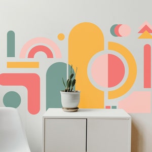 Pastel Abstract Shapes Wall Decal Pattern