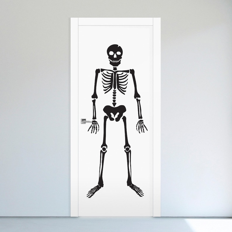 Halloween Life Size Skeleton Wall Decal Large Spooky Vinyl Etsy