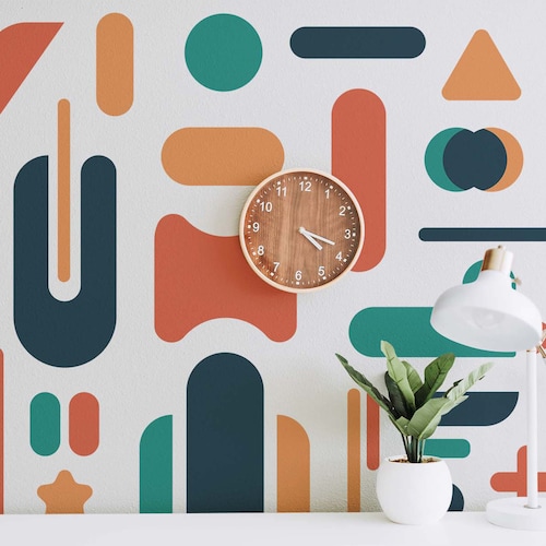 Abstract Shapes Wall Decal Pattern Etsy