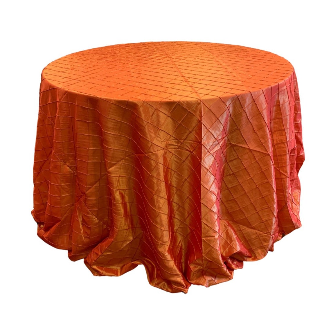 Burnt Orange 120 Round Pintuck Taffeta Tablecloth Etsy