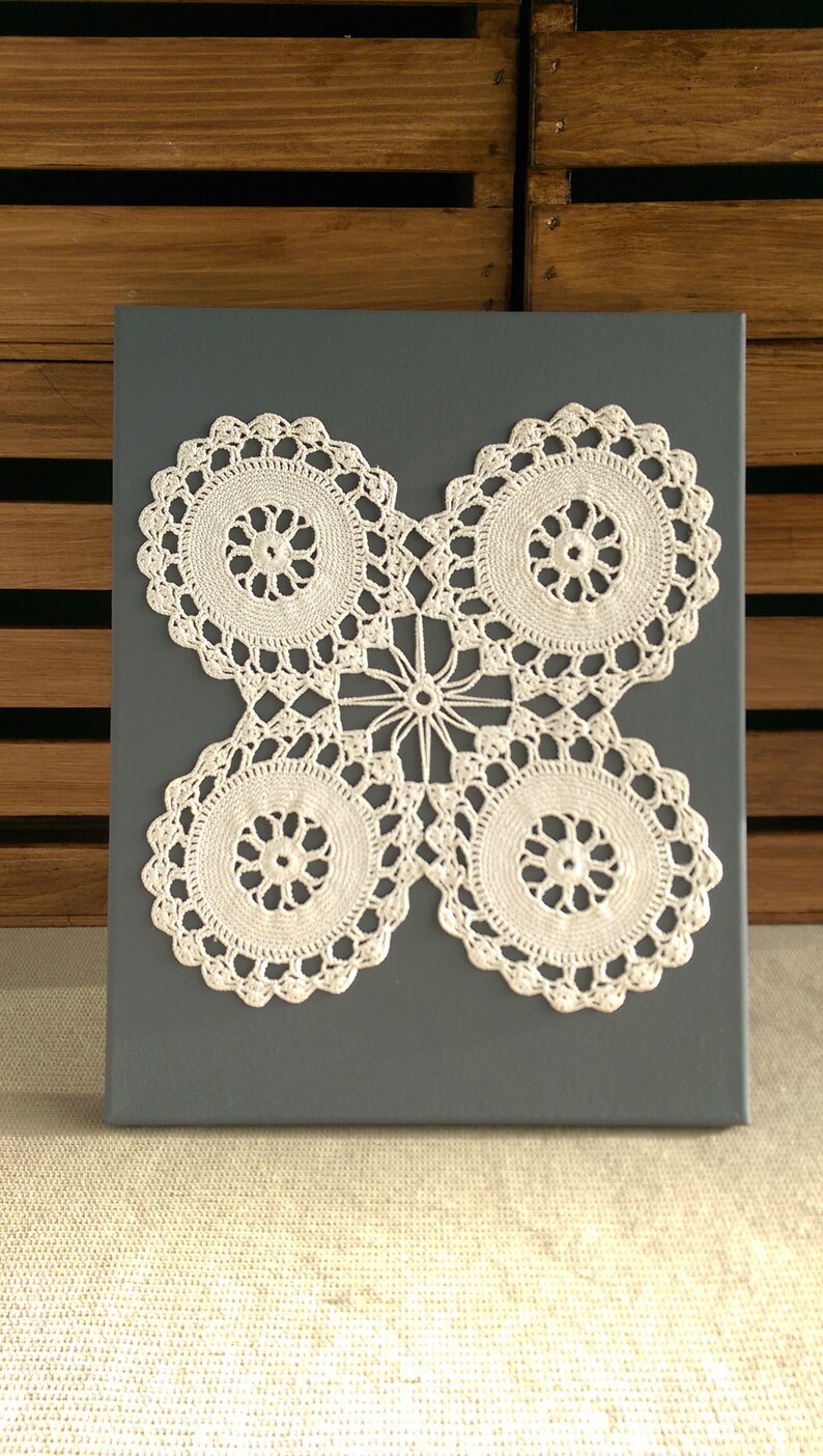 Doily Art on Canvas doily wall decor Victorian wall hanging Etsy