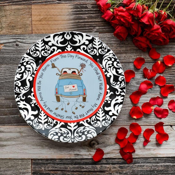 Just Married Wedding Ceramic Gift Plate Etsy