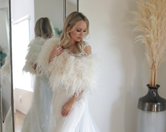 Women Real Ostrich Feather Cape Shawl For Bridal Winter Wedding Party Fluffy Women Real Ostrich Feather Cape Shawl For Bridal Winter Wedding Party Fluffy