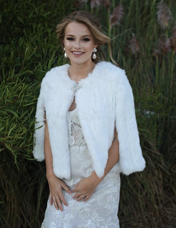 wedding white fur jacket